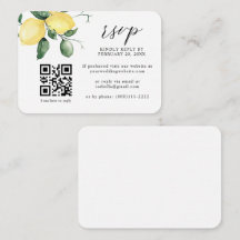 Lemon Citrus Summer werkt QR Code Weddenschap RSVP
