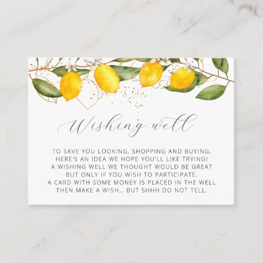 Lemon Citrus Summer Wishing Well Baby shower Informatiekaartje (Voorkant)