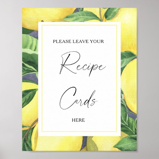 Lemon Citrus - Uw recept-kaart hier Poster (Voorkant)