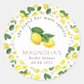 Lemon Citrus Vrijgezellenfeest Main Squeeze Ronde Sticker (Voorkant)