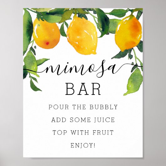 Lemon Citrus Vrijgezellenfeest Mimosa Bar Poster (Voorkant)