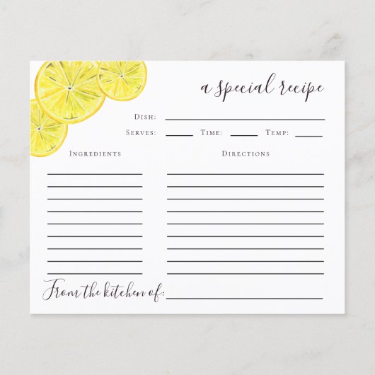 Lemon Citrus Vrijgezellenfeest Recipe Kaart (Voorkant)