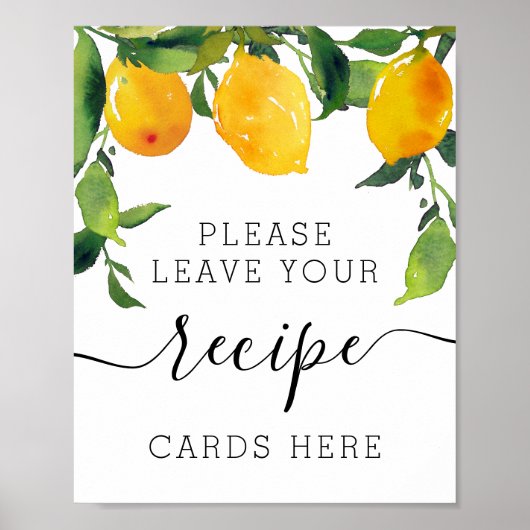 Lemon Citrus Vrijgezellenfeest Recipe Kaarten Sign Poster (Voorkant)