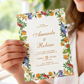 Lemon Citrus Wedding Invitation Kaart