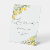 Lemon Citrus Wedding Love Is Sweet Sign Reclamebord Met Voetstuk (Voorkant)