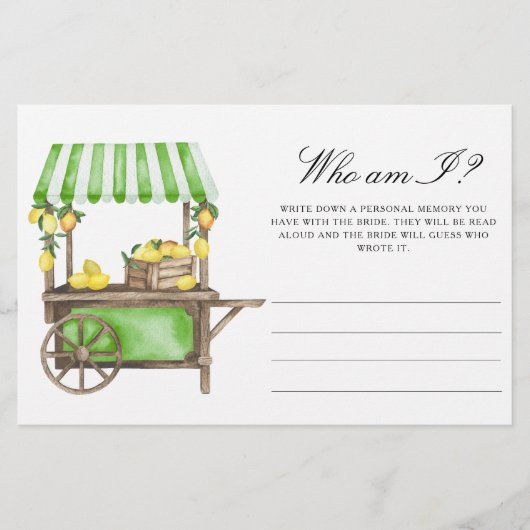 Lemon Citrus - Who am I bridal shower game Briefpapier (Voorkant)