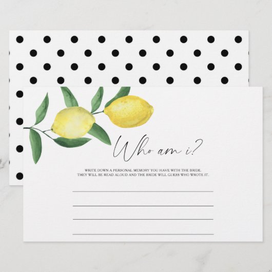 Lemon Citrus - Wie ben ik vrijgezellenfeest spel Briefpapier (Voorkant / Achterkant)