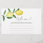 Lemon Citrus - Wie ben ik vrijgezellenfeest spel Briefpapier (Voorkant)