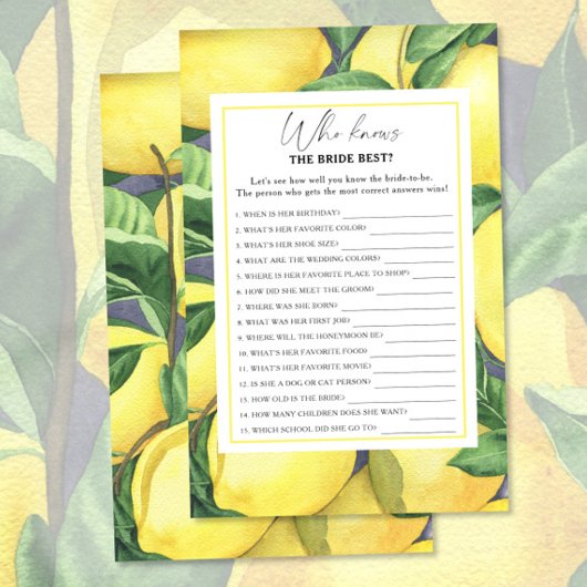 Lemon citrus - Wie kent het beste bruidespel