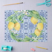 Lemon Citrus Wreath Farmhouse Navy Blue in White Tissuepapier (Craft)