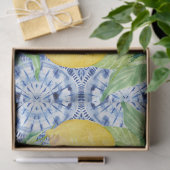 Lemon Citrus Wreath Farmhouse Navy Blue in White Tissuepapier (Geschenk)