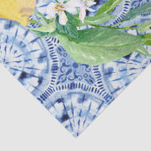 Lemon Citrus Wreath Farmhouse Navy Blue in White Tissuepapier (Detail)