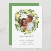 Lemon Citrus Wreath Fotobruiloft met de datum Save The Date (Voorkant / Achterkant)