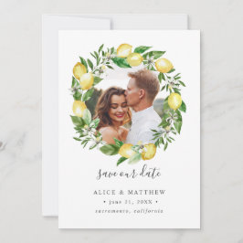 Lemon Citrus Wreath Fotobruiloft met de datum Save The Date