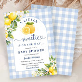 Lemon Citrus Yellow Baby Shower Boy Blue Gingham Kaart