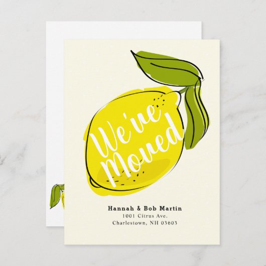 Lemon Citrus Yellow Bewegende Aankondiging Briefka (Voorkant / Achterkant)