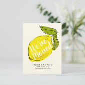 Lemon Citrus Yellow Bewegende Aankondiging Briefka (Staand voorkant)