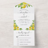 Lemon Citrus Yellow Wedding Spring Summer RSVP All In One Uitnodiging (Binnen)