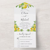 Lemon Citrus Yellow Wedding Spring Summer RSVP All In One Uitnodiging (Binnen)