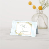 Lemon Coastal Stripe Personalized Wedding Plaatskaartje (Voorkant)