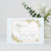 Lemon Coastal Stripe Wedding Menu Choice RSVP (Staand voorkant)