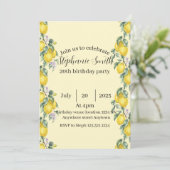 Lemon Cocktail Summer Birthday Invitation  Kaart (Staand voorkant)