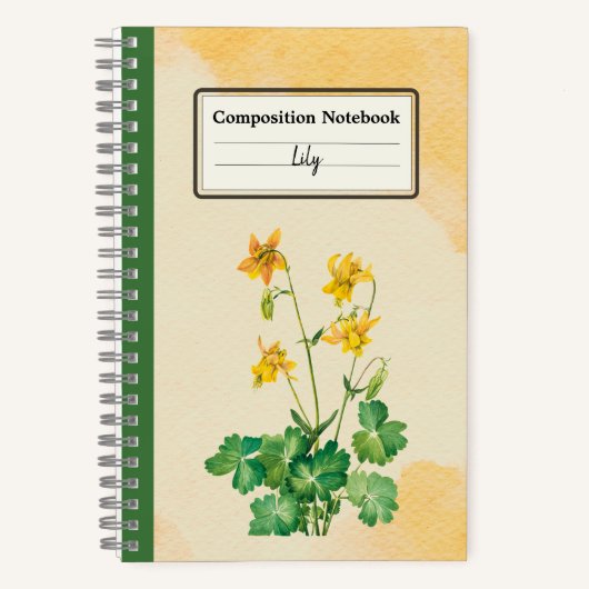 Lemon Columbine Bloem Gepersonaliseerde Compositie Notitieboek (Voorkant)