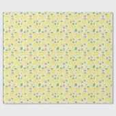 Lemon Coquette Pink Bows And Yellow Stripes Cadeaupapier (Vlak)
