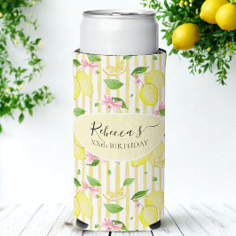 Lemon Coquette Pink Bows And Yellow Stripes Seltzer Blikjeskoeler