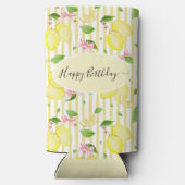 Lemon Coquette Pink Bows And Yellow Stripes Seltzer Blikjeskoeler (Achterkant)