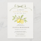 Lemon Coquette Strik Baby Shower Kaart (Voorkant)