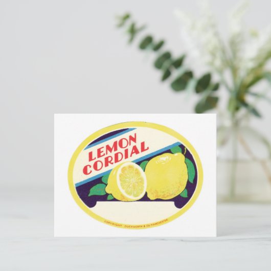 Lemon Cordial Etiket Briefkaart (Staand voorkant)