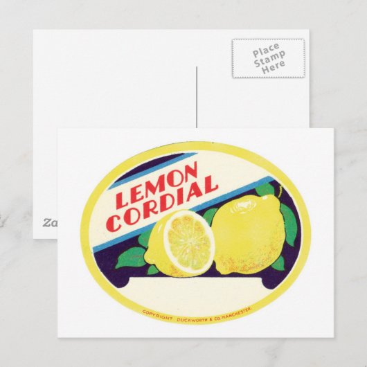  Lemon Cordial Etiket Briefkaart (Voorkant / Achterkant)