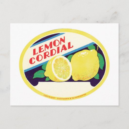  Lemon Cordial Etiket Briefkaart (Voorkant)
