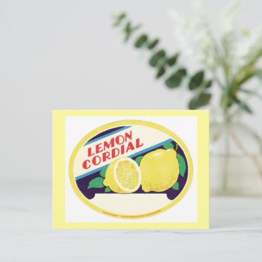  Lemon Cordial Etiket Briefkaart (Staand voorkant)
