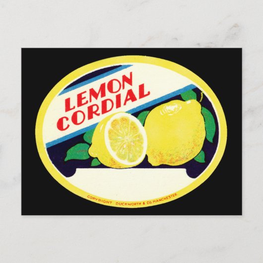 Lemon Cordial Etiket Briefkaart (Voorkant)