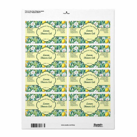Lemon Cosmetics Jar Label - 1 (Full Sheet)