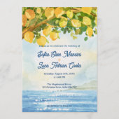 Lemon Costal Mediterranean Wedding Invitation  Kaart (Voorkant)
