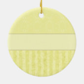 Lemon Cream Damask met Stripes en Monogram Keramisch Ornament (Achterkant)