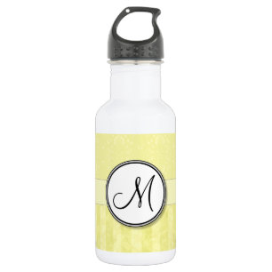 Lemon Cream Damask met Stripes en Monogram Waterfles