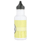Lemon Cream Damask met Stripes en Monogram Waterfles (Rechts)