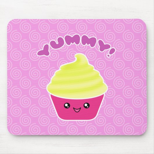 Lemon Cream Yummy Kawaii Cupcake Mousepad Muismat (Voorkant)
