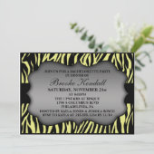 Lemon Creme Wild Night Zebra Bachelorette Party Kaart (Staand voorkant)