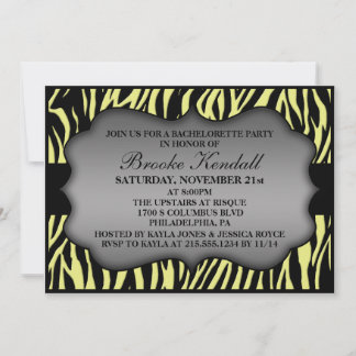 Lemon Creme Wild Night Zebra Bachelorette Party Kaart