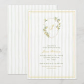 Lemon Crest Monogram Elegante Italiaanse Bruidsfee Kaart (Voorkant / Achterkant)