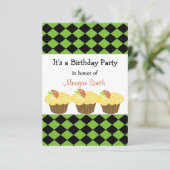 Lemon Cupcake Birthday Uitnodiging (Staand voorkant)