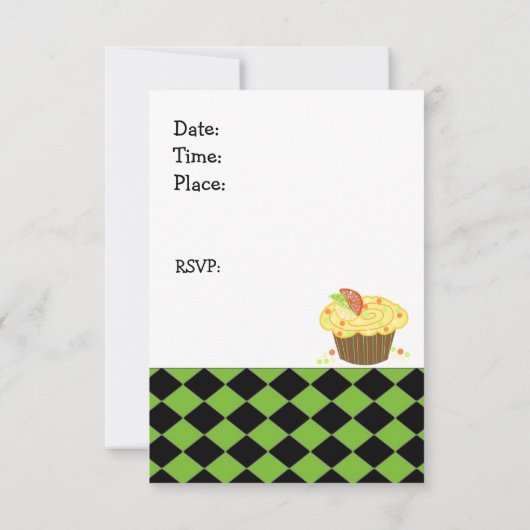 Lemon Cupcake Birthday Uitnodiging (Achterkant)