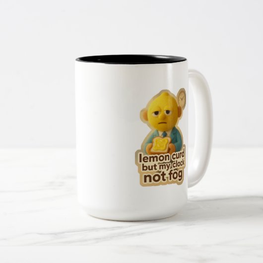 Lemon Curd But My Clock Not Fog – Sourface Edition Tweekleurige Koffiemok (Voorkant rechts)