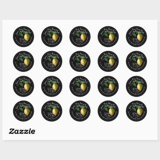 Lemon Curd Fruit Spread  Illustration Black Ronde Sticker (Vel)