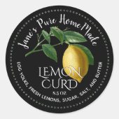 Lemon Curd Fruit Spread  Illustration Black Ronde Sticker (Voorkant)